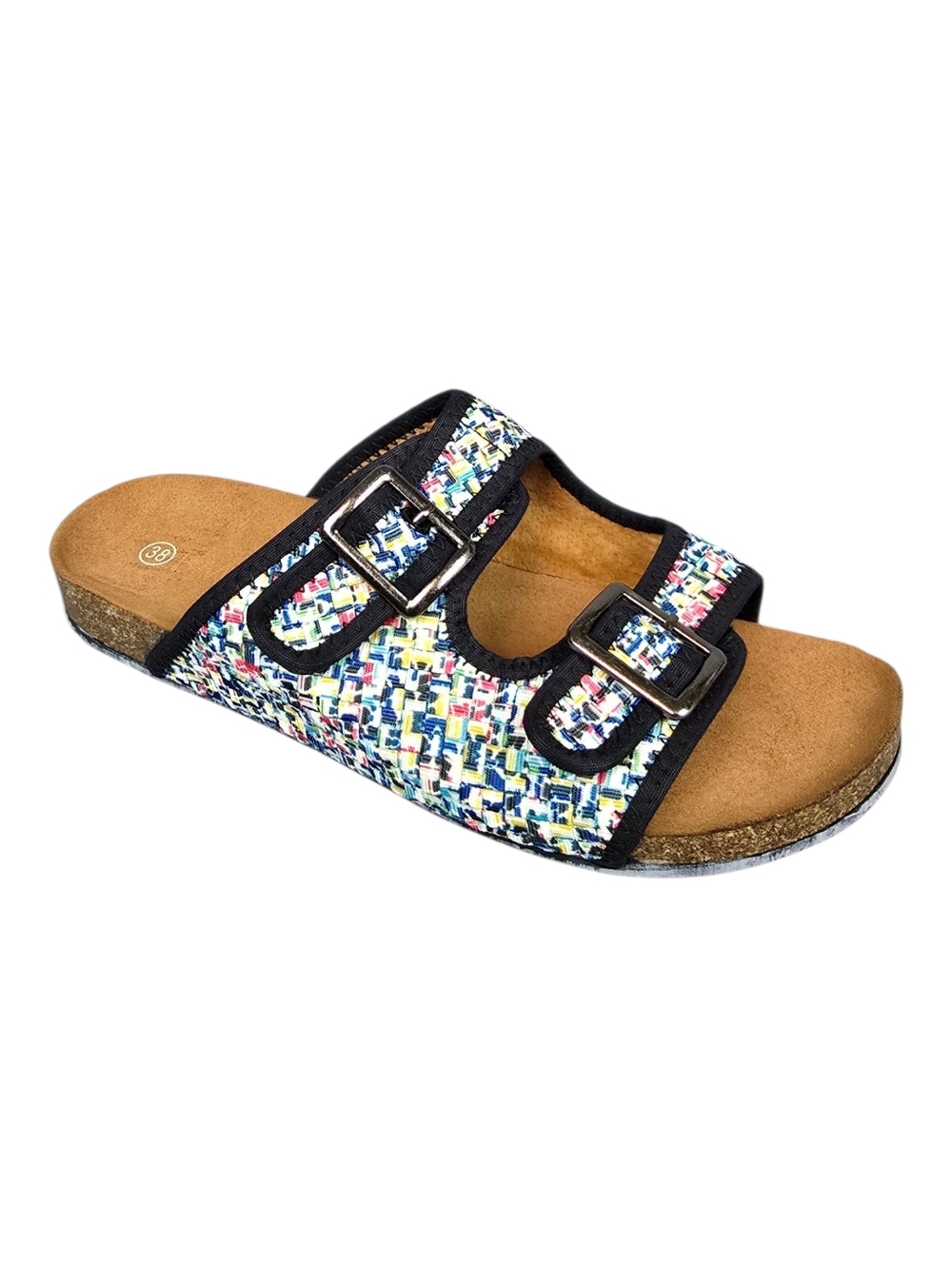 Bernie Mev New York Woven Multicolor Double Strap Sandals Size 38 **RUN SMALL**